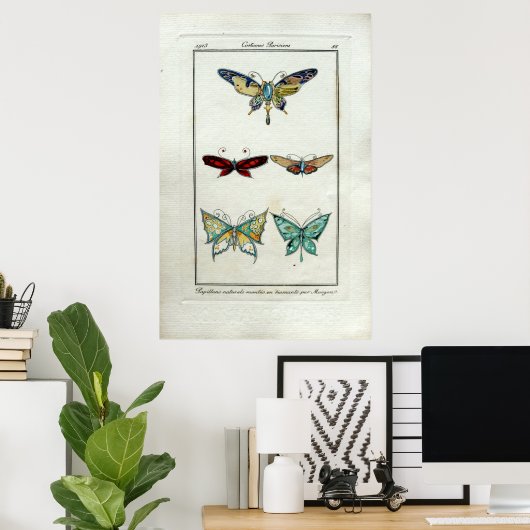 ヴィンテージアールヌーボーバタフライジュエリーバイモルガン ポスター (ホームオフィス)