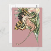 ヴィンテージアールヌーボーバタフライフェアリー ポストカード (正面/裏面)