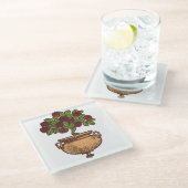 ヴィンテージアールヌーボーバラツリーフローラデザイン ガラスコースター (アングル)