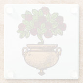 ヴィンテージアールヌーボーバラツリーフローラデザイン ガラスコースター (裏面)