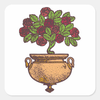 ヴィンテージアールヌーボーバラツリーフローラデザイン スクエアシール