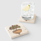 ヴィンテージアールヌーボーバラツリーフローラデザイン ストーンコースター (横)