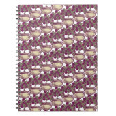 ヴィンテージアールヌーボーバラマルーン模様 ノートブック (正面)