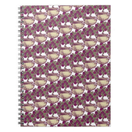 ヴィンテージアールヌーボーバラマルーン模様 ノートブック