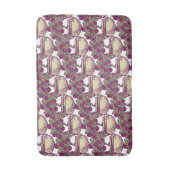 ヴィンテージアールヌーボーバラマルーン模様 バスマット (正面縦)