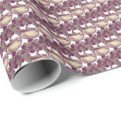 ヴィンテージアールヌーボーバラマルーン模様 ラッピングペーパー (ロールコーナー)
