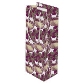 ヴィンテージアールヌーボーバラマルーン模様 ワインギフトバッグ (正面アングル)