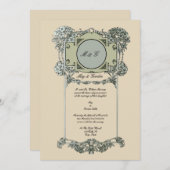 ヴィンテージアールヌーボーバラ結婚式招待状 招待状 (正面/裏面)