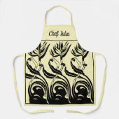 ヴィンテージアールヌーボーバードオブパラダイスフラワー エプロン (正面)