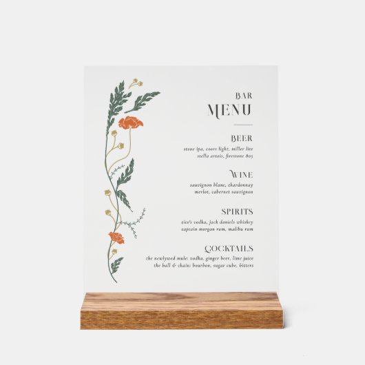 ヴィンテージアールヌーボーバーメニューサイン アクリルサイン (正面)