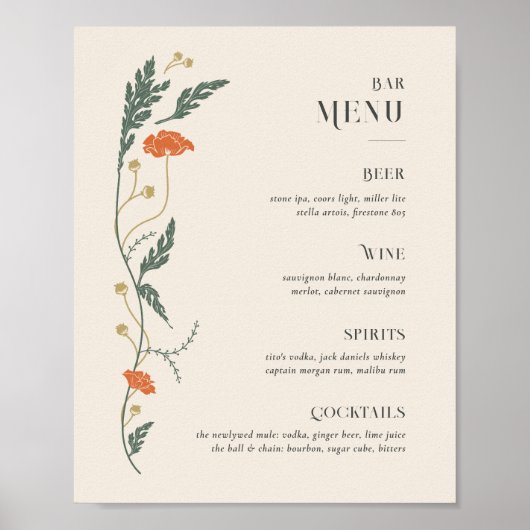 ヴィンテージアールヌーボーバーメニューサイン ポスター (正面)