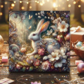 ヴィンテージアールヌーボーパステルイースターラビットフローラ シーズンカード