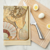 ヴィンテージアールヌーボービスケットアドバイアルフォンスミュシャ キッチンタオル (四つ折り)