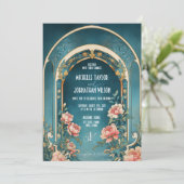 ヴィンテージアールヌーボーピンクペオニーズアルフォンスミュシャ 招待状 (スタンド正面)