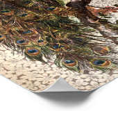 ヴィンテージアールヌーボーピーコックオンフラワーリングツリー ポスター (角)