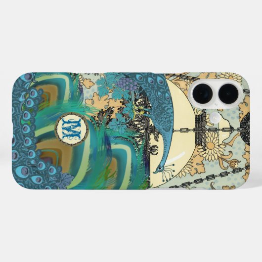 ヴィンテージアールヌーボーピーコックシャンデリアの羽根 Case-Mate iPhoneケース (裏面 (横))