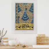 ヴィンテージアールヌーボーピーコックス魚海藻 ポスター (キッチン)