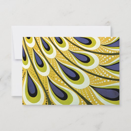 ヴィンテージアールヌーボーピーコックフェザーパターンRSVP 出欠カード (正面)