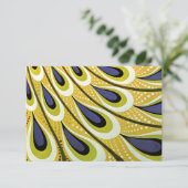 ヴィンテージアールヌーボーピーコックフェザーパターンRSVP 出欠カード (スタンド正面)