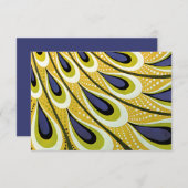 ヴィンテージアールヌーボーピーコックフェザーパターンRSVP 出欠カード (正面/裏面)