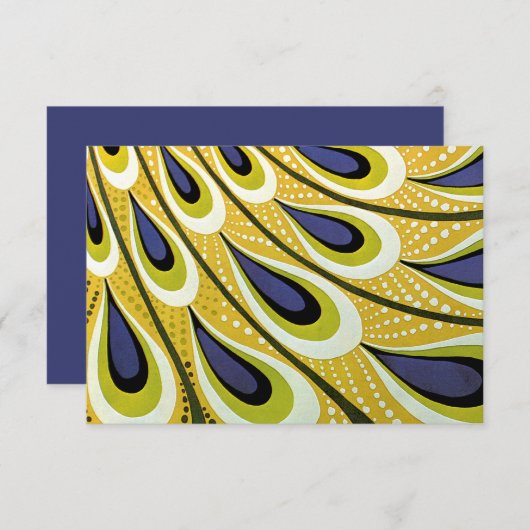 ヴィンテージアールヌーボーピーコックフェザーパターンRSVP 出欠カード (正面/裏面)