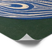 ヴィンテージアールヌーボーピーコックプリント、レトロブルー ポスター (角)