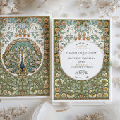 ヴィンテージアールヌーボーピーコック結婚式招待状 招待状