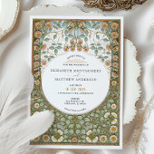 ヴィンテージアールヌーボーピーコック結婚式招待状 招待状