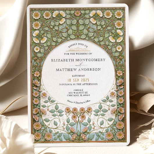 ヴィンテージアールヌーボーピーコック結婚式招待状 招待状