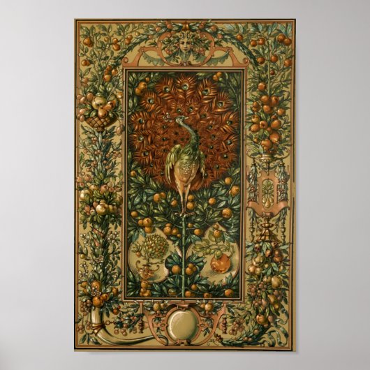 ヴィンテージアールヌーボーピーコック&フルーツバイアントンセダー ポスター (正面)