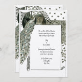 ヴィンテージアールヌーボーピーコック 招待状 (正面/裏面)