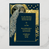 ヴィンテージアールヌーボーピーコック 箔招待状 (正面)