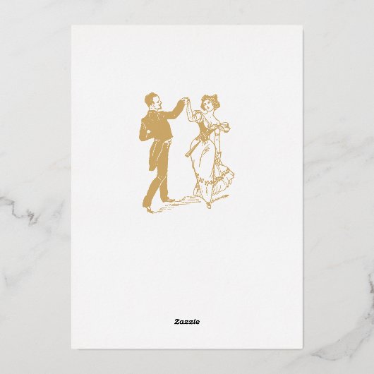 ヴィンテージアールヌーボーピーコック 箔招待状 (裏面)