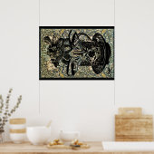 ヴィンテージアールヌーボーフィルドティーカップ ポスター (キッチン)