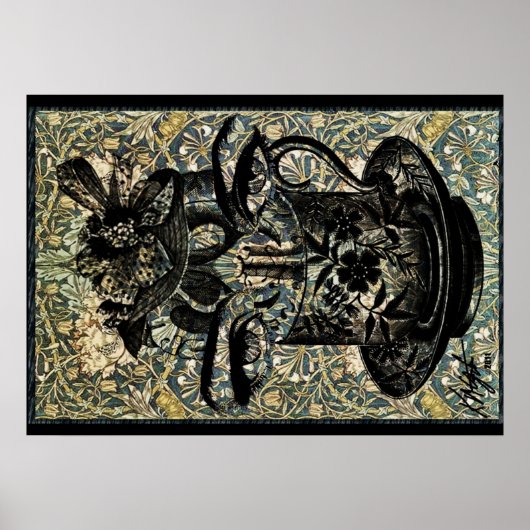 ヴィンテージアールヌーボーフィルドティーカップ ポスター (正面)