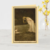 ヴィンテージアールヌーボーフォトハッピーバースデー、ニンフ カード (黄色い花)