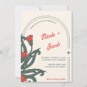 ヴィンテージアールヌーボーフォークフローラボホレトロ結婚ズ 招待状 (正面)