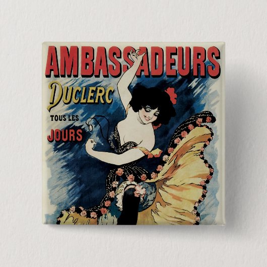 ヴィンテージアールヌーボーフラメンコスペインのダンサー 缶バッジ (正面)