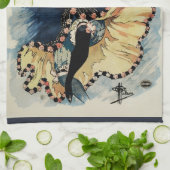 ヴィンテージアールヌーボーフラメンコダンサー、アンバサダー キッチンタオル (折り畳み)