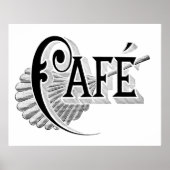 ヴィンテージアールヌーボーフランスのシックカフェロゴポスター ポスター (正面)