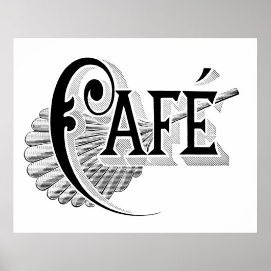 ヴィンテージアールヌーボーフランスのシックカフェロゴポスター ポスター (正面)