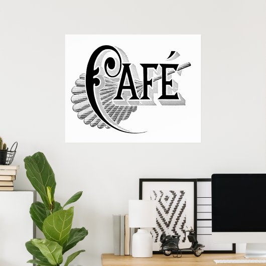 ヴィンテージアールヌーボーフランスのシックカフェロゴポスター ポスター (ホームオフィス)