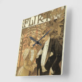 ヴィンテージアールヌーボーフリートビスケットアルフォンスミュシャ スクエア壁時計 (傾斜)