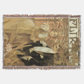 ヴィンテージアールヌーボーフリートビスケットアルフォンスミュシャ スローブランケット (正面)