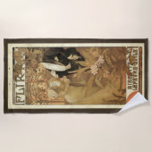 ヴィンテージアールヌーボーフリートビスケットアルフォンスミュシャ ビーチタオル (正面)