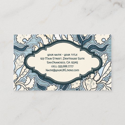 ヴィンテージアールヌーボーフローラアイリス花柄 名刺 (裏面)