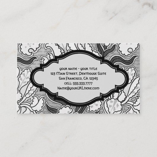 ヴィンテージアールヌーボーフローラアイリス花柄 名刺 (裏面)