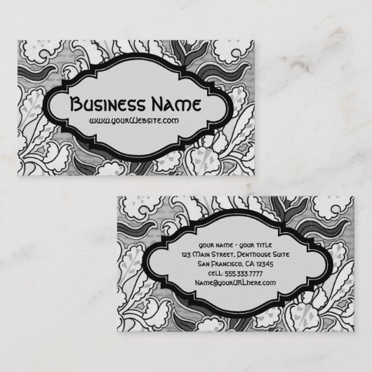 ヴィンテージアールヌーボーフローラアイリス花柄 名刺 (正面/裏面)