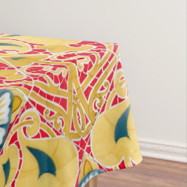 ヴィンテージアールヌーボーフローラタイル模様 テーブルクロス