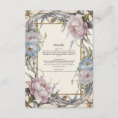 ヴィンテージアールヌーボーフローラパープル結婚ズ エンクロージャーカード (正面)